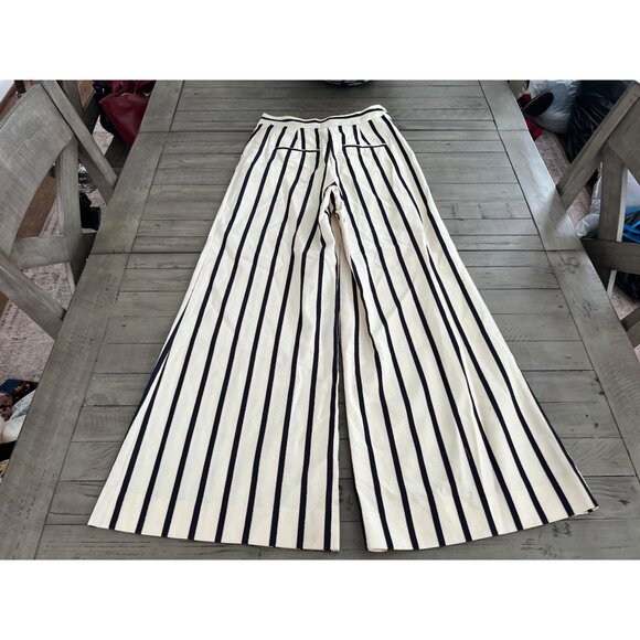 Veronica Beard Navy and White Striped Wide Leg Pants - Picture 6 of 7